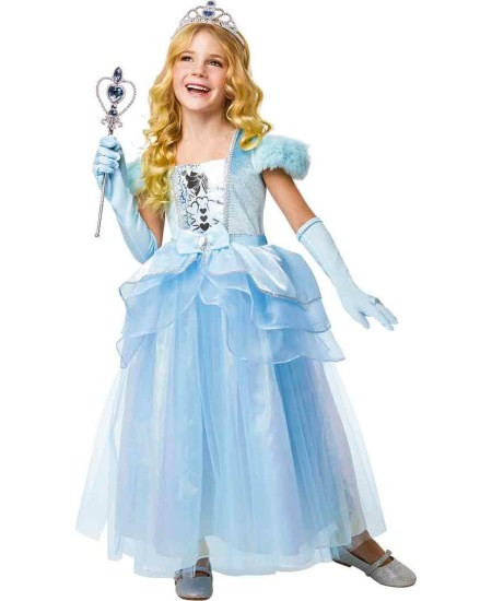DISFRAZ DE PRINCESA AZUL Y PLATA PARA NIÑA