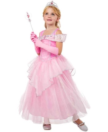 DISFRAZ DE PRINCESA ROSA Y PLATA INFANTIL