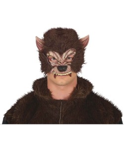 MEDIA MASCARA HOMBRE LOBO CON PELO LATEX