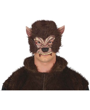 MEDIA MASCARA HOMBRE LOBO CON PELO LATEX