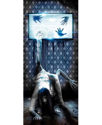 DECORACION PUERTA ZOMBIE SALIENDO DE TELEVISION