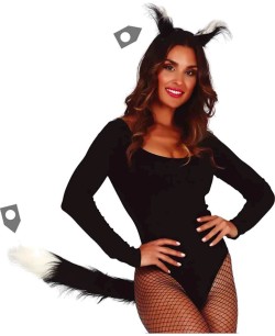 COLA Y OREJAS NEGRO GATO