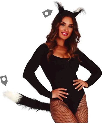 COLA Y OREJAS NEGRO GATO