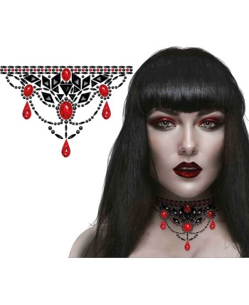 COLLAR GOTICO PIEDRAS ROJAS