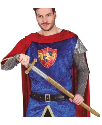 ESPADA MEDIEVAL GRIS CON FUNDA DORADA