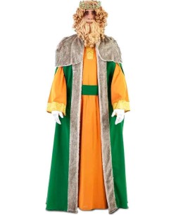 DISFRAZ DE REY GASPAR VERDE Y OCRE PARA HOMBRE