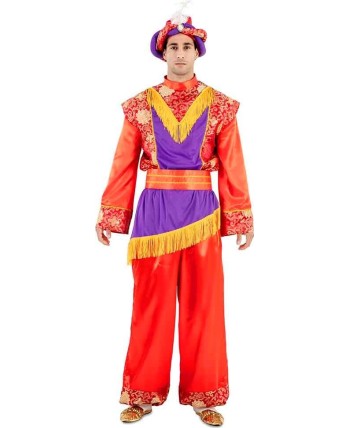 DISFRAZ DE PAJE REY BALTASAR ROJO Y MORADO PARA HOMBRE