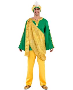 DISFRAZ DE PAJE REY GASPAR AMARILLO Y VERDE PARA HOMBRE