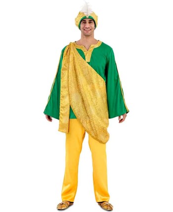 DISFRAZ DE PAJE REY GASPAR AMARILLO Y VERDE