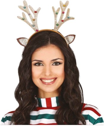 DIADEMA RENO DORADAS BOLITAS NAVIDEÑAS