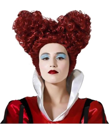 PELUCA REINA DE CORAZONES ROJO OSCURA