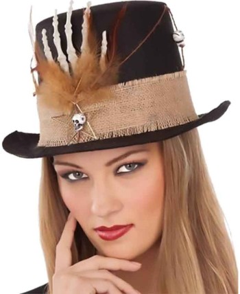 CHISTERA NEGRA CON MANO DE ESQUELETO