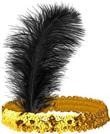 CINTA CHARLESTON NEGRA CON PLUMA