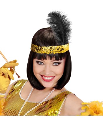 CINTA CHARLESTON NEGRA CON PLUMA