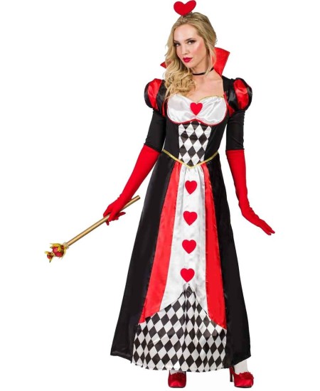 DISFRAZ DE REINA DE CORAZONES VESTIDO LARGO PARA MUJER