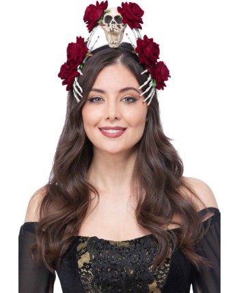DIADEMA CALAVERA MEXICANA ROSAS Y CALAVERA