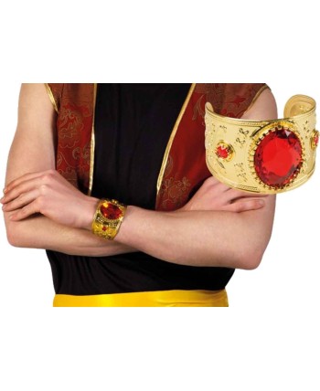 BRAZALETE DORADO PIEDRA ROJA