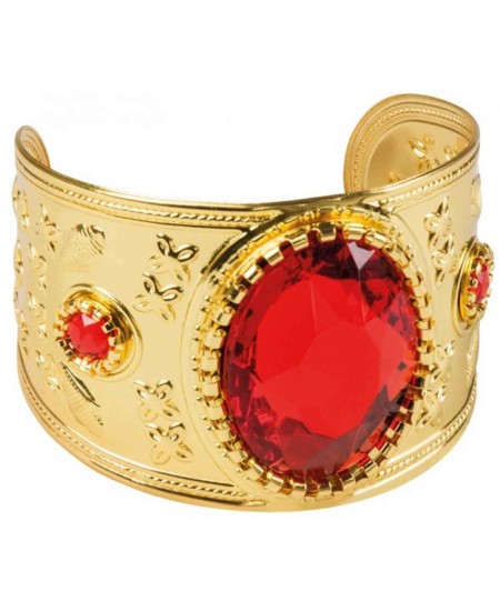 BRAZALETE DORADO PIEDRA ROJA