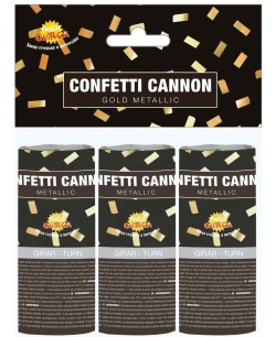 CAÑON CONFETTI ORO 3 UNIDADES