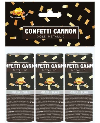 CAÑON CONFETTI ORO 3 UNIDADES