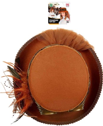 SOMBRERO STEAMPUNK DELUXE  CON GAFAS Y PLUMAS