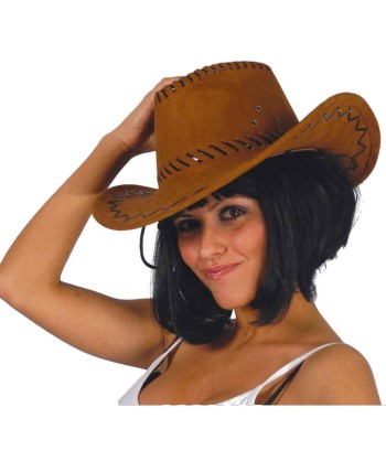 SOMBRERO VAQUERO MARRON SIMILPIEL