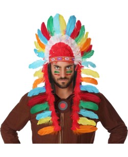 PENACHO JEFE INDIO MULTICOLOR LATERALES PLUMAS
