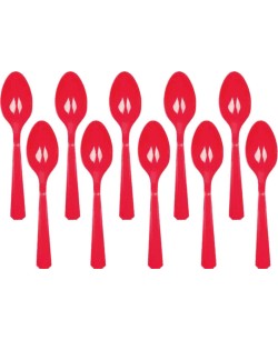 CUCHARILLAS ROJAS PLASTICO 10 UNIDADES