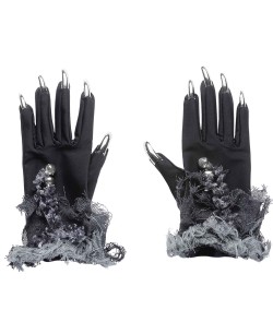 GUANTES NEGRO CON UÑAS Y DECORACIÓN
