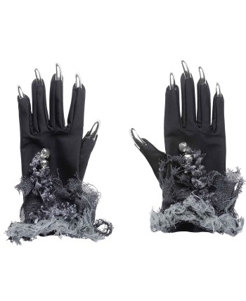 GUANTES NEGRO CON UÑAS Y DECORACIÓN