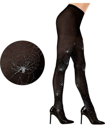 MEDIAS ARAÑA CON PURPURINA PLATEADA