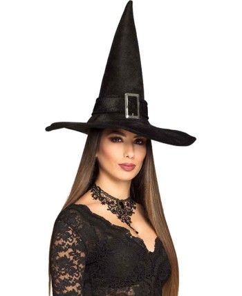 SOMBRERO DE BRUJA NEGRO CON HEBILLA