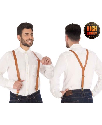 TIRANTES MARRONES ESTRECHOS EFECTO PIEL