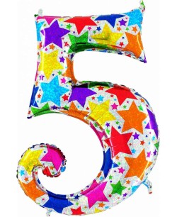 GLOBO DE HELIO HOLOGRAFICO ESTRELLAS NUMERO 5