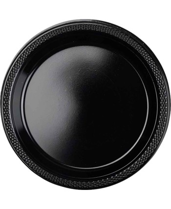 PLATO NEGRO PEQUEÑO PLASTICO 10 UNIDADES