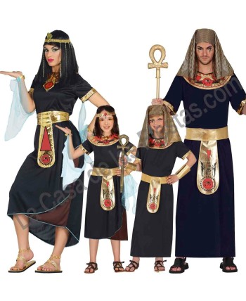 DISFRAZ GRUPO EGIPCIO NEGRO DECORACIONES ROJO