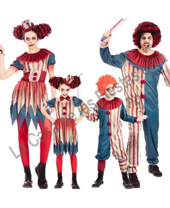 DISFRAZ GRUPO PAYASO ASESINO VINTAGRE RAYAS