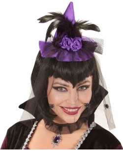 TOCADO DE GORRO DE BRUJA MORAD CON TUL ARAÑAS 2