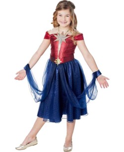 DISFRAZ DE CAPITANA MARVEL VESTIDO DELUXE PARA NIÑA