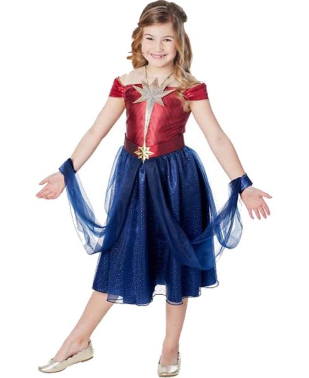 DISFRAZ DE CAPITANA MARVEL VESTIDO DELUXE PARA NIÑA