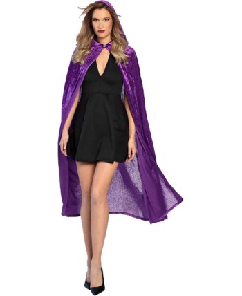 CAPA DE TERCIOPELO MORADA CON CAPUCHA