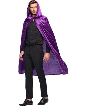 CAPA DE TERCIOPELO MORADA CON CAPUCHA