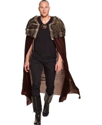 CAPA MARRON DE GUERRERO CON BROCHE