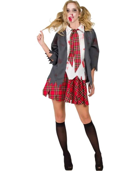 DISFRAZ DE COLEGIALA ZOMBIE FALDA CUADROS PARA MUJER