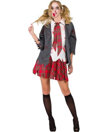 DISFRAZ DE COLEGIALA ZOMBIE FALDA CUADROS PARA MUJER