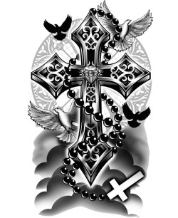 TATUAJE CRUZ CON ROSARIO 2