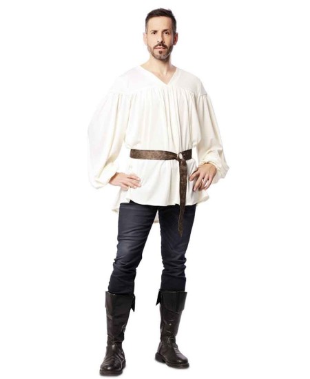 CAMISA MEDIEVAL BLANCA CON CINTURON PARA HOMBRE