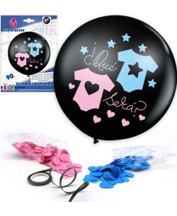 GLOBO REVELACION NEGRO BODYS CON CONFETTI 90 CM
