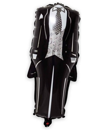 GLOBO DE HELIO TRAJE NOVIO CHALECO PLATEADO