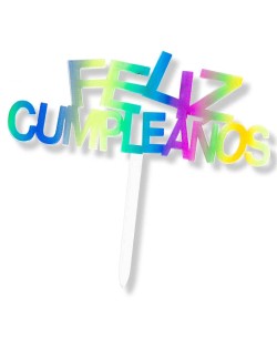 TOPPER FELIZ CUMPLEAÑOS MULTICOLOR